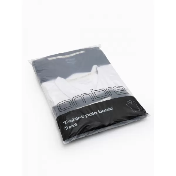  Muška majica s kragnom OMBRE OM-POBS-0171 CRNA/MORNARSKA/BIJELA 