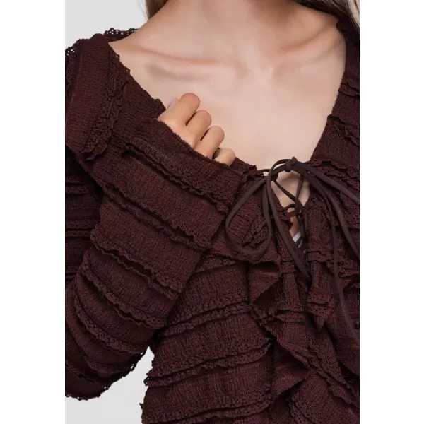  Ženska bluza OMBRE OW-TS-E0067 TAMNO SMEĐA 