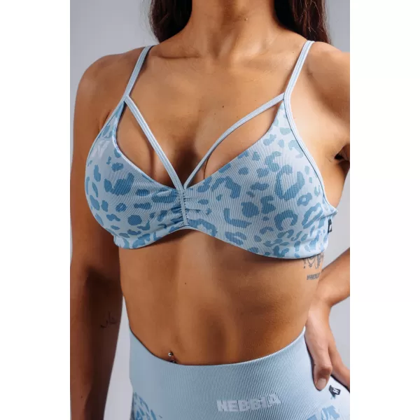 Sportski grudnjak srednje potpore s uzorkom leoparda NEBBIA PRIMAL 854 PLAVI LEOPARD 