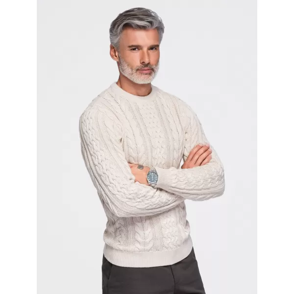  Muški pulover OMBRE OM-SWSW-0191 EKRU 