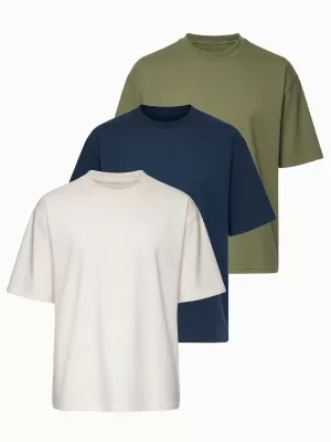 Muška majica kratkih rukava OMBRE OM-TSBC-0291 PRLJAVO BIJELA/BLIJEDOMASLINASTA/MORNARSKA