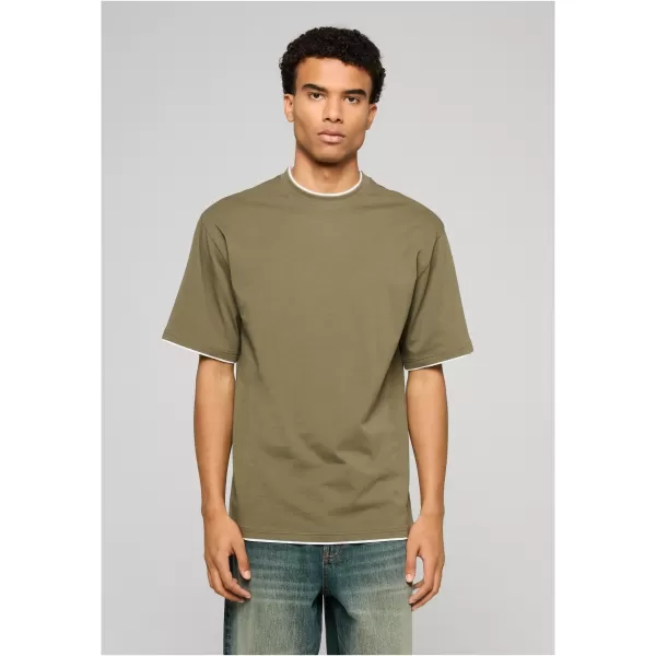  Muška majica kratkih rukava URBAN CLASSICS TB029A-00824 MASLINASTO/BIJELO 