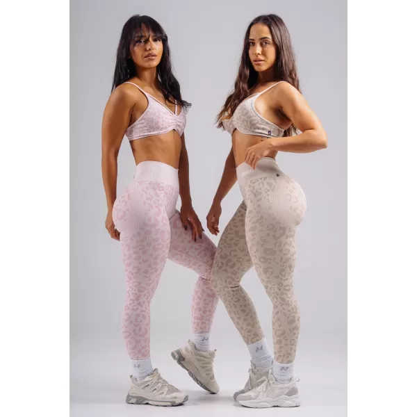  Kompresijske push-up tajice s leopard printom NEBBIA PRIMAL 849 RUŽIČASTI LEOPARD 