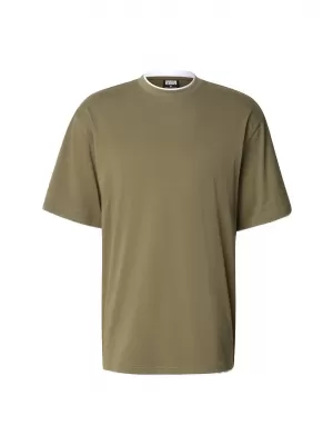 Muška majica kratkih rukava URBAN CLASSICS TB029A-00824 MASLINASTO/BIJELO