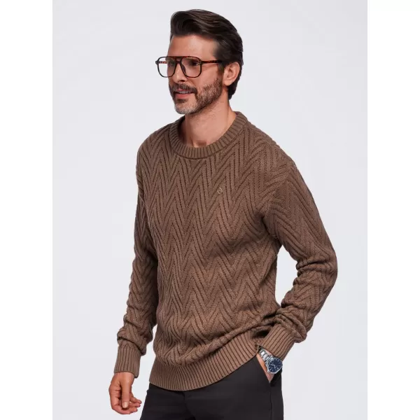  Muški pulover OMBRE OM-SWSW-0190 SMEĐA 