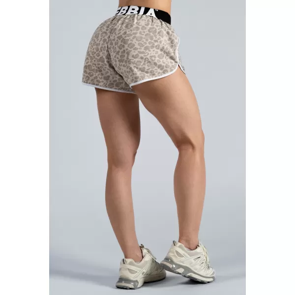 Kratke hlače za trening s uzorkom leoparda NEBBIA PRIMAL 855 KREM LEOPARD 