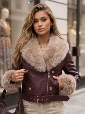 Ženska jakna DSTREET TY5980 TAMNOCRVENA