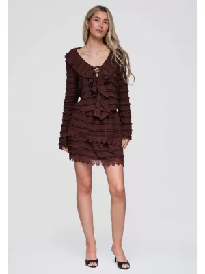 Ženska bluza OMBRE OW-TS-E0067 TAMNO SMEĐA