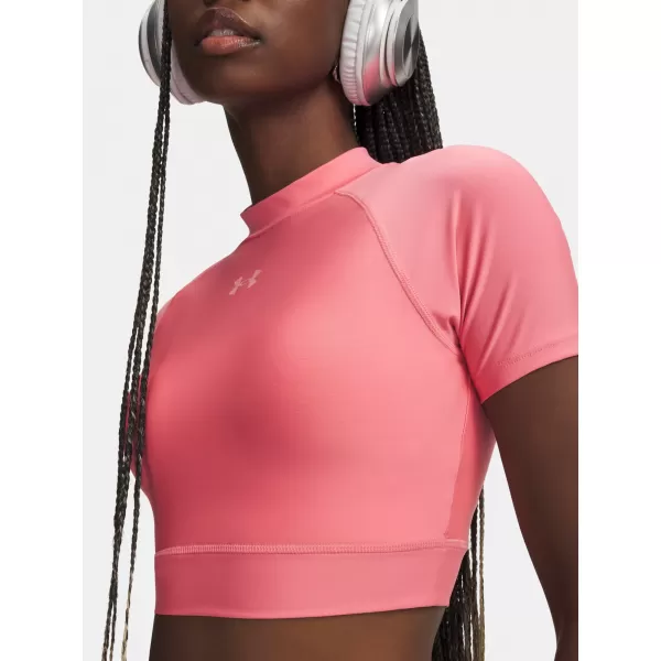  Ženska majica kratkih rukava UNDER ARMOUR HEATGEAR CROP MOCK SS 6010006-600 RUŽIČASTA 