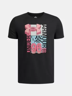Majica za dječake UNDER ARMOUR B LOGO WM COLLAGE SS 6009271-001 CRNA