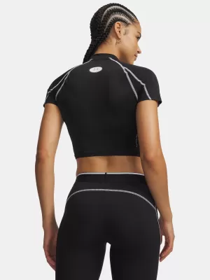 Ženska majica kratkih rukava UNDER ARMOUR HEATGEAR ELITE CROP MCK SS 6014710-008 CRNA