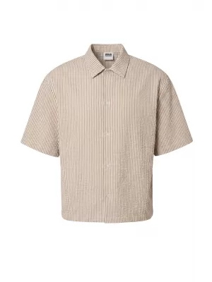 Muška košulja URBAN CLASSICS TB8417-22409 SMEĐA MOKA/BIJELA