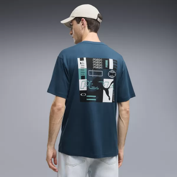  Muška majica kratkih rukava PUMA GRAPHICS RELAXED STACKED TEE 69436836 PONOĆNI BENZIN 
