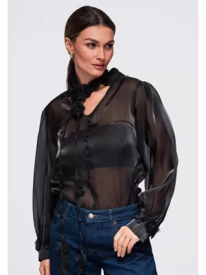 Ženska bluza OMBRE OW-TS-E0086 CRNA