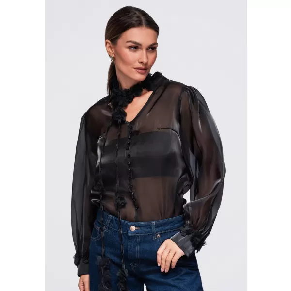  Ženska bluza OMBRE OW-TS-E0086 CRNA 