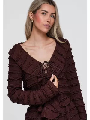 Ženska bluza OMBRE OW-TS-E0067 TAMNO SMEĐA