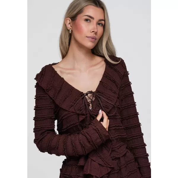  Ženska bluza OMBRE OW-TS-E0067 TAMNO SMEĐA 