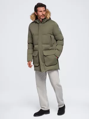 Muška parka OMBRE OM-JALJ-0310 TAMNOMASLINASTO