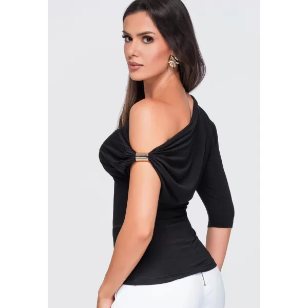  Ženska majica kratkih rukava OMBRE OW-TS-E0075 CRNA 