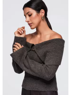 Ženski pulover OMBRE OW-SW-E0011 SMEĐA