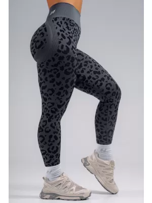 Kompresijske push-up tajice s leopard printom NEBBIA PRIMAL 849 CRNI LEOPARD