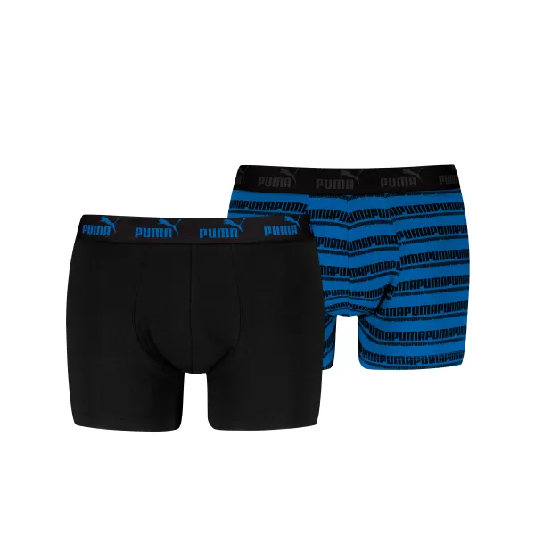  Muške bokserice PUMA ELEMENTS MEN STRIPED BOXERS 2P 93884203 CRNO/PLAVO 