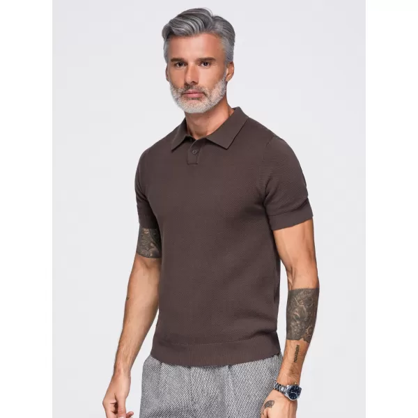  Muška polo majica OMBRE OM-POSS-0178 TAMNO SMEĐA 