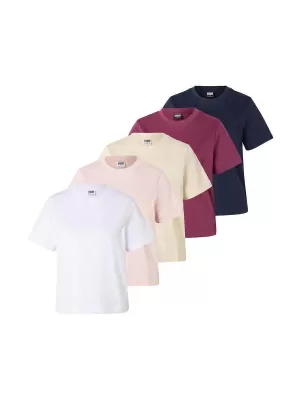 Ženska majica URBAN CLASSICS TB8574C-23659 BIJELA/PONOĆNOPLAVA/VINTAGE RUŽA/BOBIČASTO LJUBIČASTA/BIJELI PIJESAK