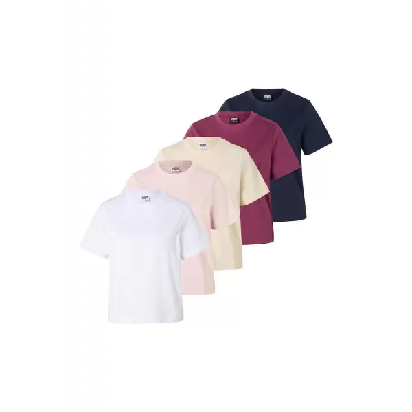  Ženska majica URBAN CLASSICS TB8574C-23659 BIJELA/PONOĆNOPLAVA/VINTAGE RUŽA/BOBIČASTO LJUBIČASTA/BIJELI PIJESAK 