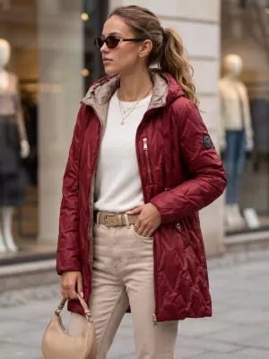 Ženska jakna DSTREET TY5771 TAMNOCRVENA