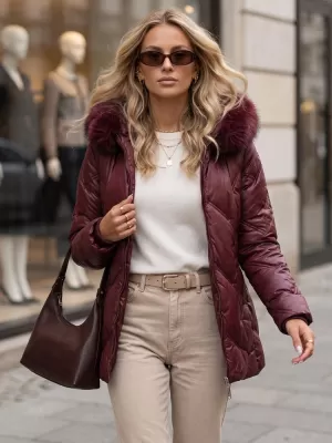 Ženska jakna DSTREET TY5813 TAMNOCRVENA