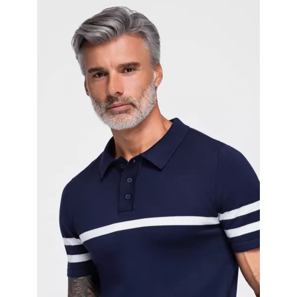  Muška polo majica OMBRE OM-POSS-0177 TAMNOPLAVA 