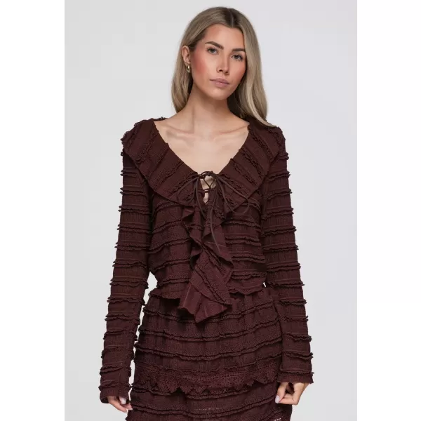 Ženska bluza OMBRE OW-TS-E0067 TAMNO SMEĐA 