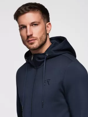 Muški sweatshirt OMBRE OM-SZBC-0196 TAMNOPLAVA