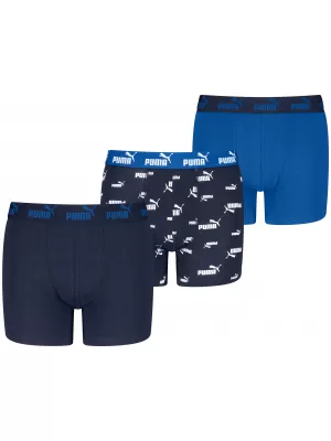 Dječje bokserice PUMA ELEMENTS BOYS LOGO PRINT BOXERS 3P 93896805 PLAVA KOMBINACIJA