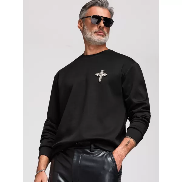  Muški sweatshirt OMBRE OM-SSNZ-0271 CRNA 