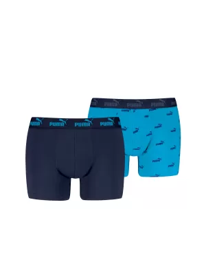 Muške bokserice PUMA ELEMENTS MEN LOGO PRINT BOXERS 2P 93875401 PLAVA KOMBINACIJA