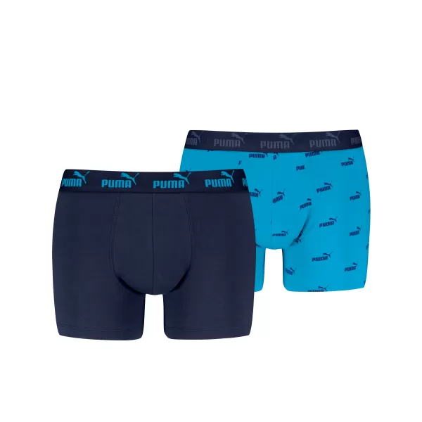  Muške bokserice PUMA ELEMENTS MEN LOGO PRINT BOXERS 2P 93875401 PLAVA KOMBINACIJA 
