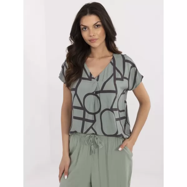  Ženska bluza SUBLEVEL D73771M11171D KAKI/CRNA 