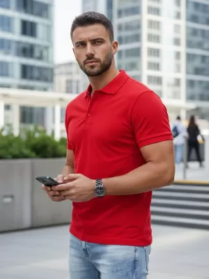 Muška majica s kragnom DSTREET PX0515 CRVENA