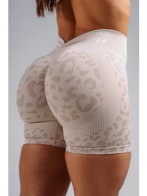 Kompresijske push-up kratke hlače s leopard printom NEBBIA PRIMAL 856 KREM LEOPARD