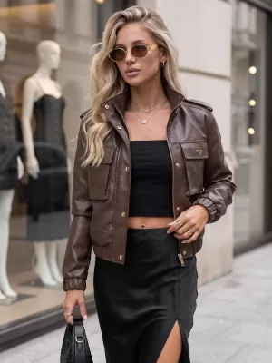Ženska jakna DSTREET TY5874 SMEĐA