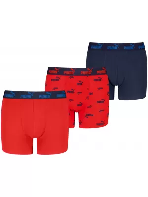 Dječje bokserice PUMA ELEMENTS BOYS LOGO PRINT BOXERS 3P 93896803 CRVENA/MORNARSKA