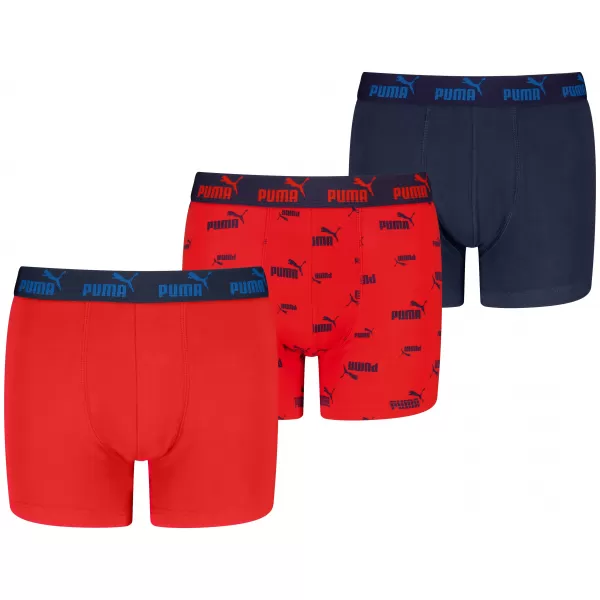  Dječje bokserice PUMA ELEMENTS BOYS LOGO PRINT BOXERS 3P 93896803 CRVENA/MORNARSKA 