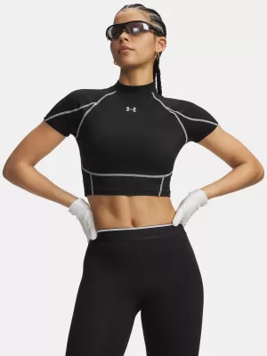 Ženska majica kratkih rukava UNDER ARMOUR HEATGEAR ELITE CROP MCK SS 6014710-008 CRNA