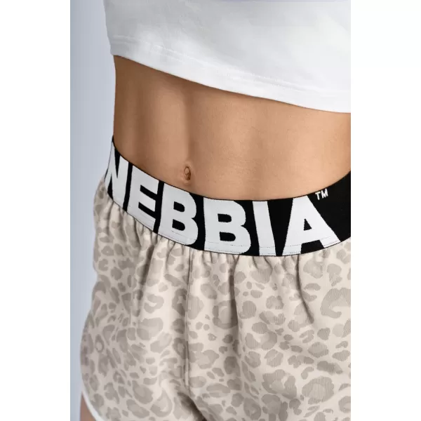  Kratke hlače za trening s uzorkom leoparda NEBBIA PRIMAL 855 KREM LEOPARD 