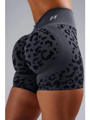 Kompresijske push-up kratke hlače s leopard printom NEBBIA PRIMAL 856 CRNI LEOPARD
