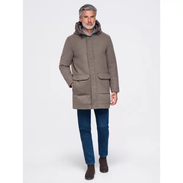  Muška parka OMBRE OM-COWC-0161 PEPELJASTO SIVA 