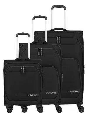 Set kofera TRAVELITE Kick Off 4w S, M exp, L exp CRNA