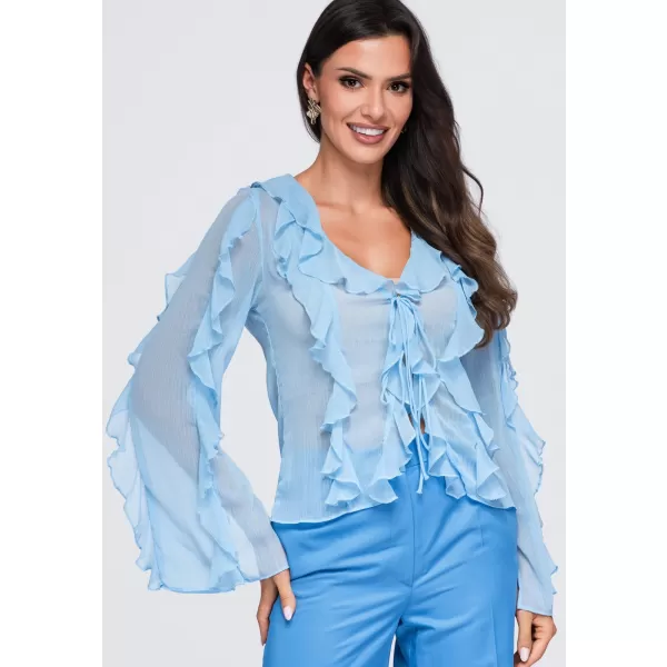  Ženska bluza OMBRE OW-TS-E0078 PLAVA 